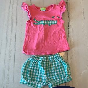 2T Classic Whimsy Pink and green crocodile outfit
